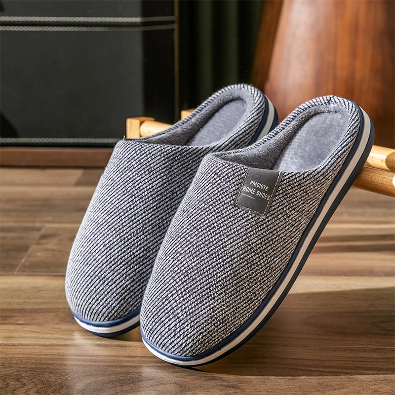 Trend Men Slippers Winter Warm Cotton Slippers Male Flats Soft