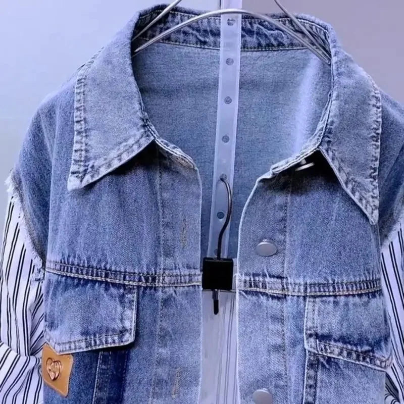 Striped Denim Jacket Women's