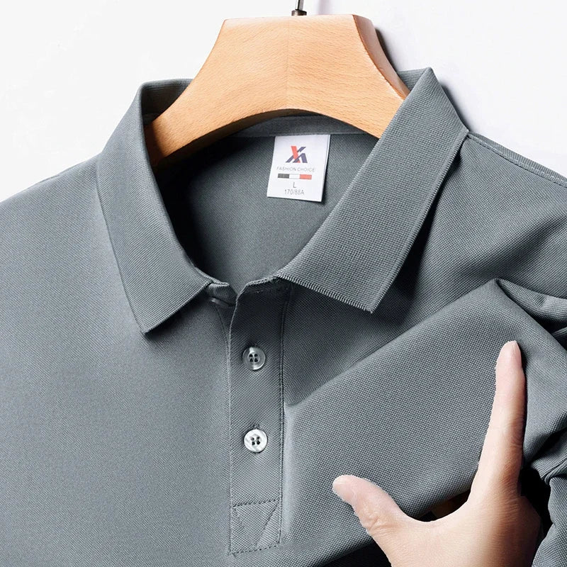 Men's Fashion Solid Short Sleeved Polo Shirt Summer Breathable