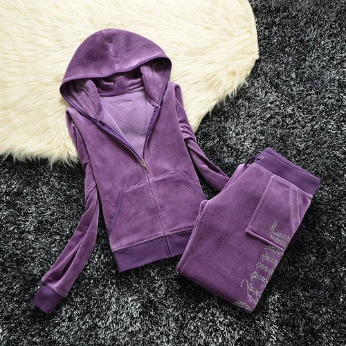 Velour Tracksuit Set Women