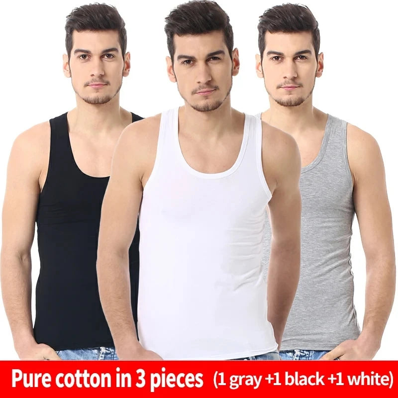 3-piece Cotton Thin MEN'S Tight Vest Young Boys Sports Casual Vest