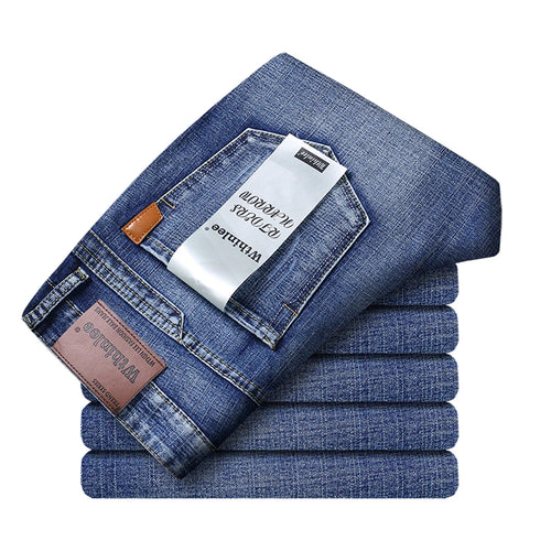 Wthinlee Spring Summer Business Jeans Men Light Blue Casual Straight