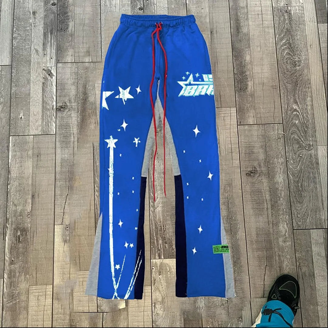 Y2k Pants Men Loose 3D Print Trousers Casual Sweatpants Mid Waist