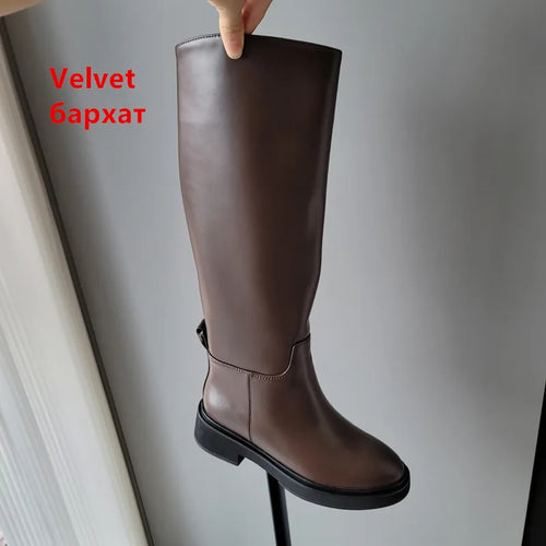 Genuine Leather Knee High Boots