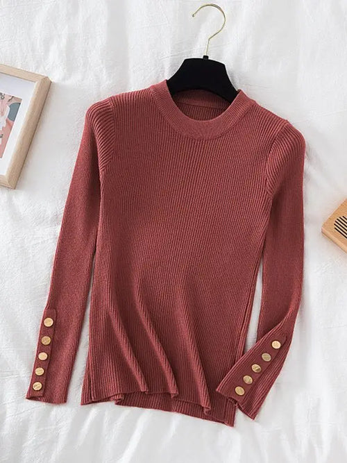 women thick sweater pullovers khaki casual autumn winter button