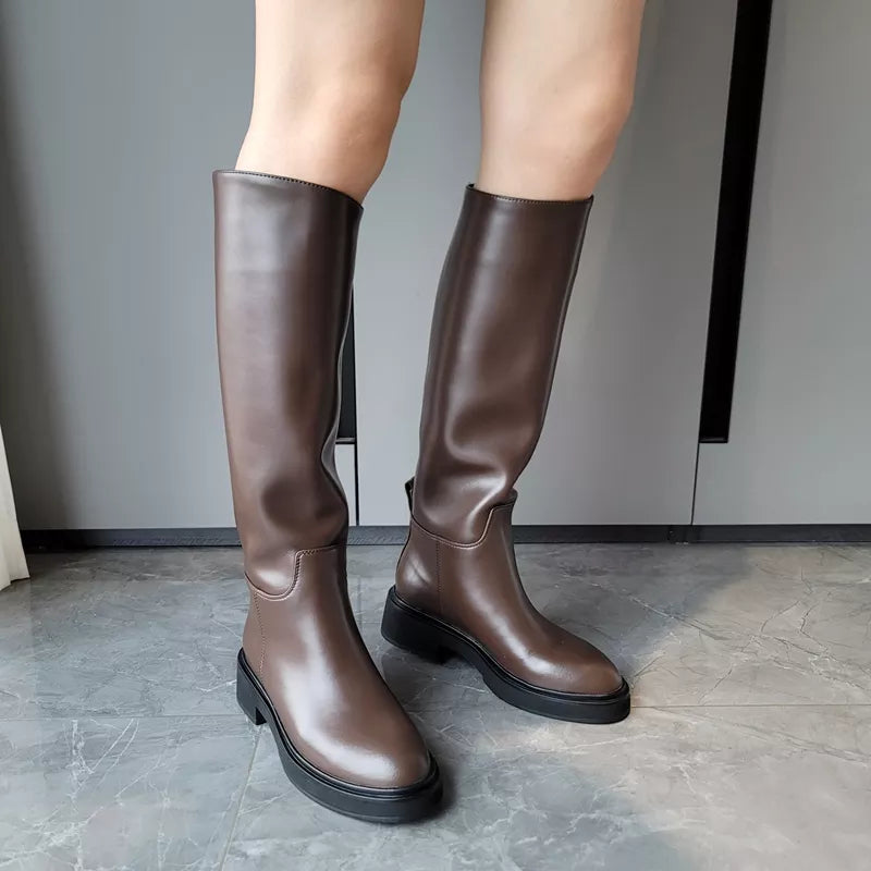 Genuine Leather Knee High Boots