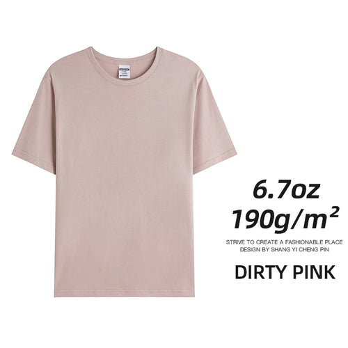 6.7oz 190gsm Combed Cotton Tees Tshirts Mens Solid Tops Woman Male