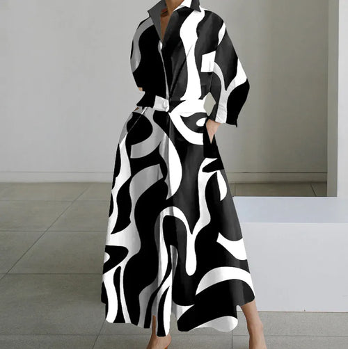 Long Sleeve Print Elegant Maxi Dresses