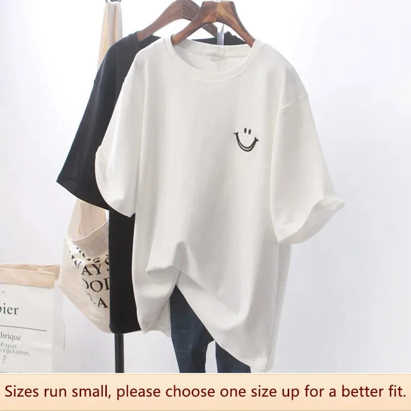 Summer New Round Neck Loose Casual T-shirt Women's Short-sleeved Fun