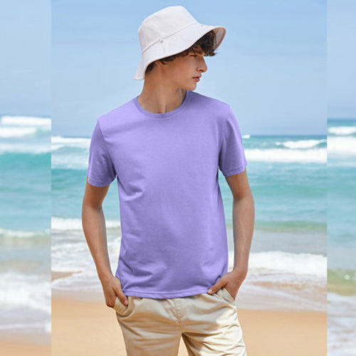 Cotton T Shirts Men Simple O Neck Stretch