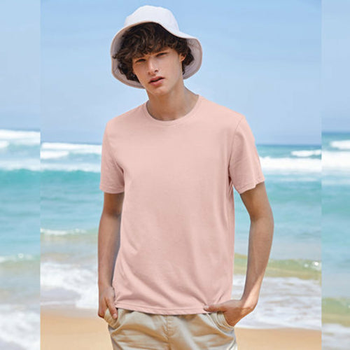 Cotton T Shirts Men Simple O Neck Stretch