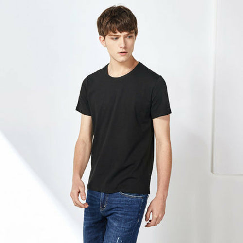 Cotton T Shirts Men Simple O Neck Stretch