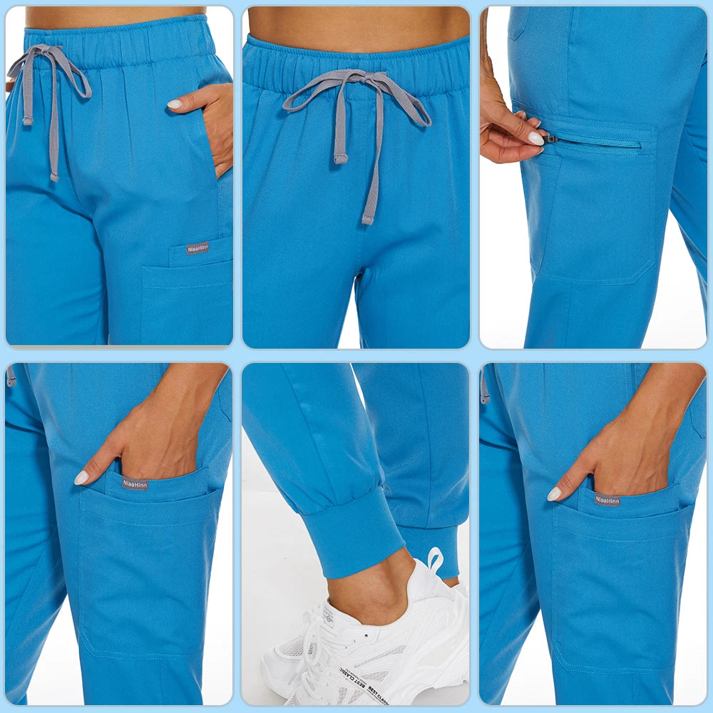 New Jogger Women Men Medical Scrub Work Bottoms Unisex Stretch Beauty