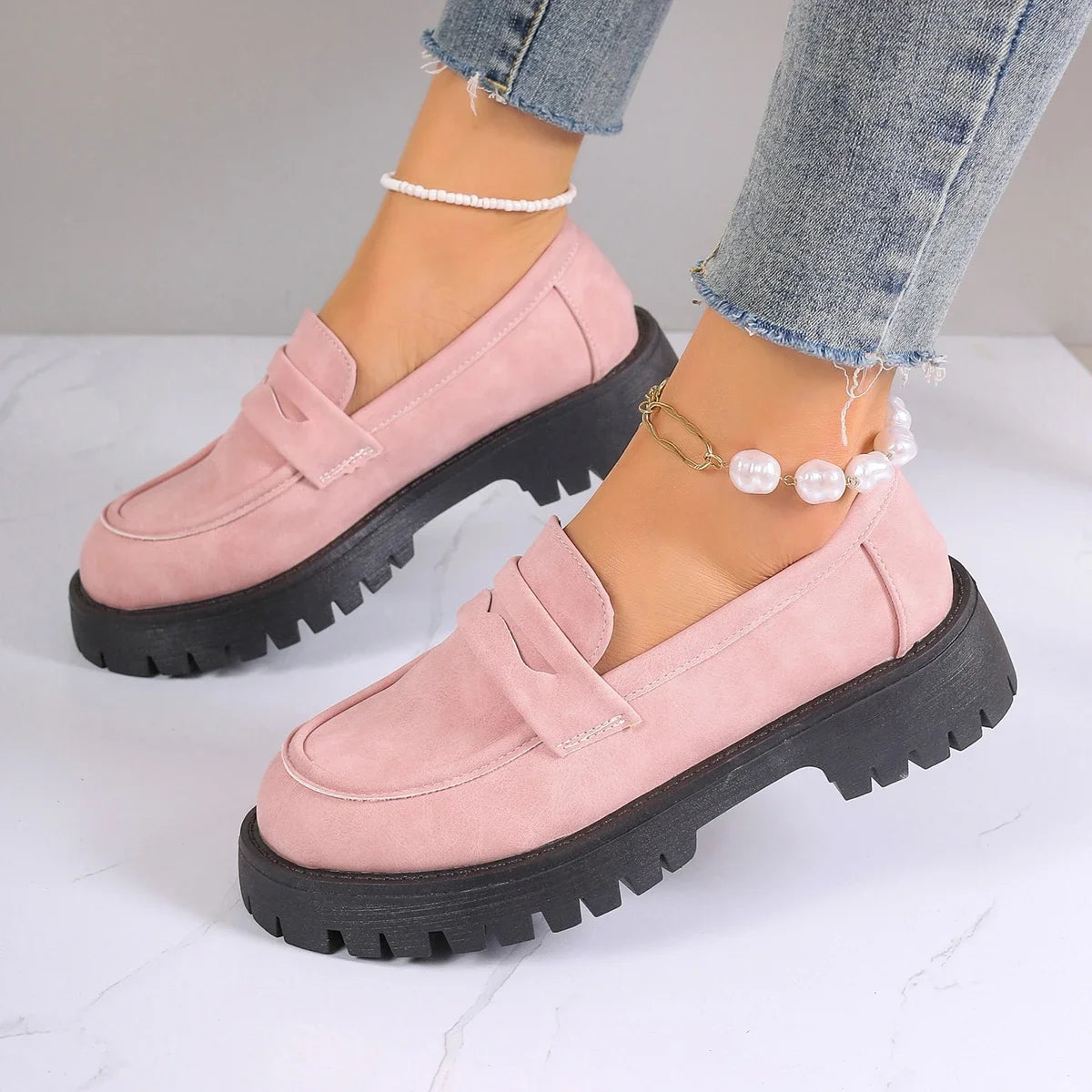 Plus Size Loafers Women British Style Platform Shoes