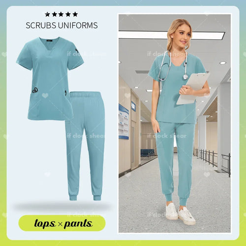 Surgical Uniforms Women Scrub Set Medical Nurse Uniforms Beauty Salon