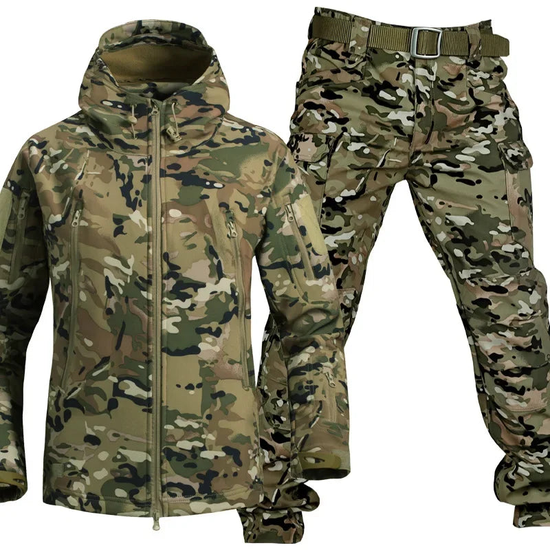 Winter Thicken Men Camo Suit Waterproof Tactical Training Set