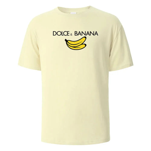 Banana Print T-Shirt 100% Cotton Summer Tees For Men Women Oversize