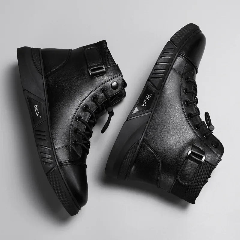 Men's Motorcycle Boots Comfortable Platform Boots Men‘s’ Outdoor High