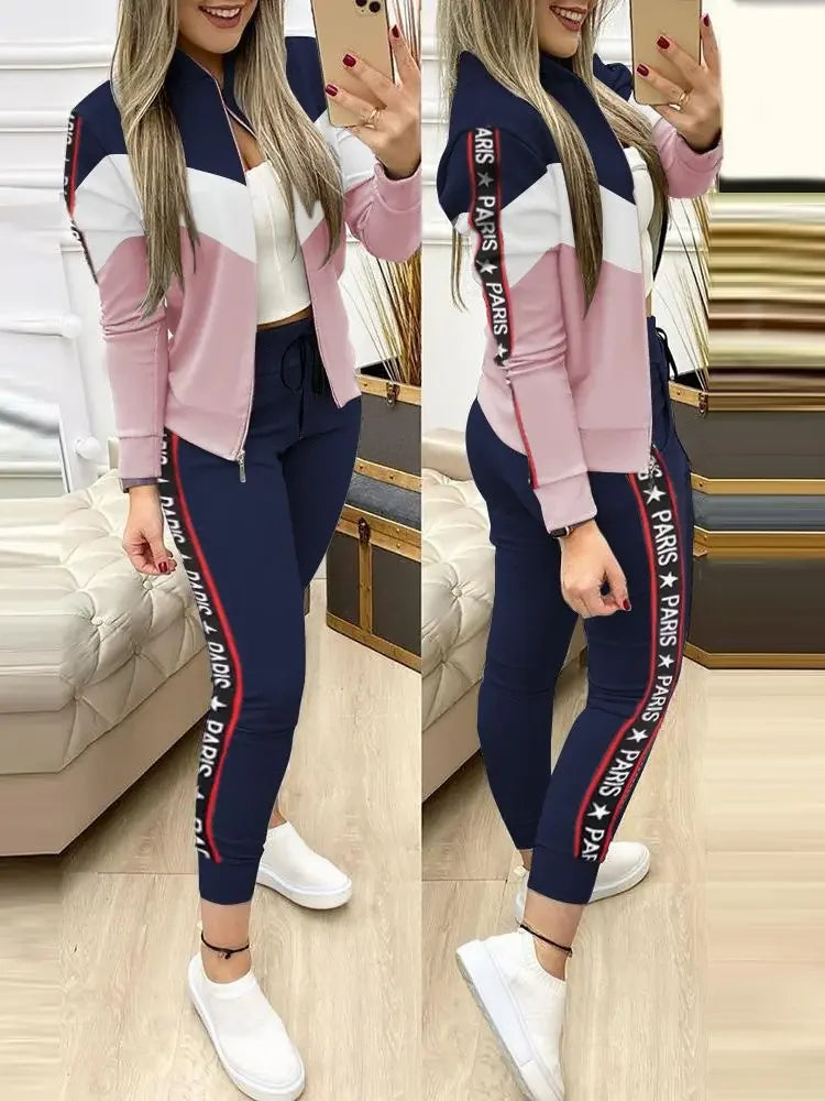 Women Two Piece Set Outfits Autumn Women's Tracksuit Zipper Top