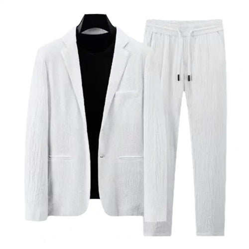 Men Two-piece Suit Striped Pleated Men Blazer Pants Set Pleated