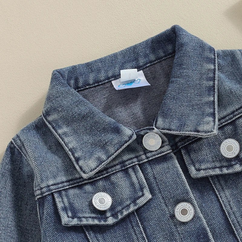 Toddler Baby Boys Denim Jacket Letter Embroidery