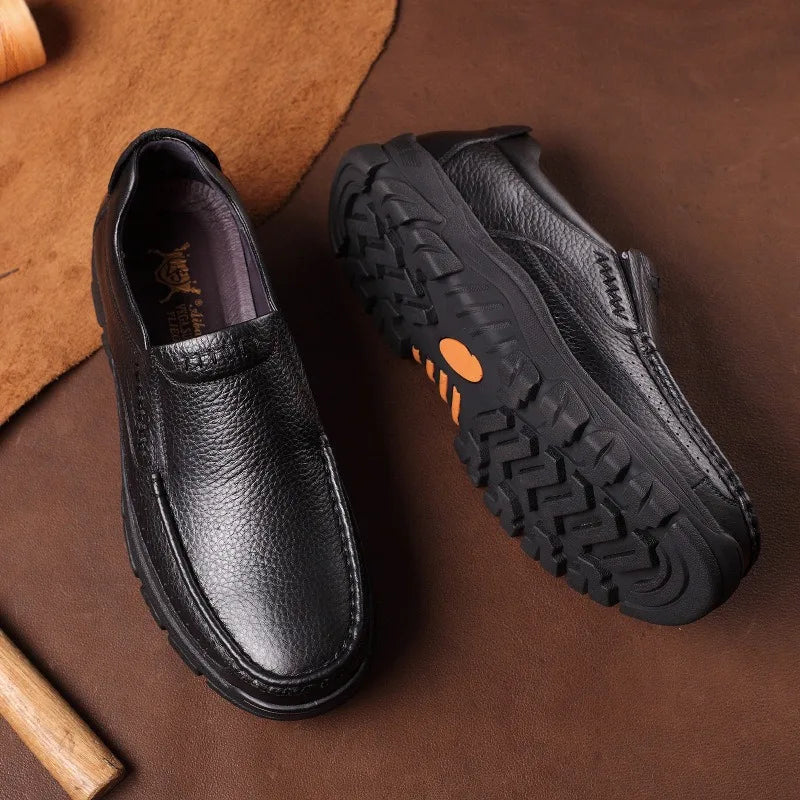 Handmade Leather Men Casual Shoes Soft Sole Comfortable Loafers for