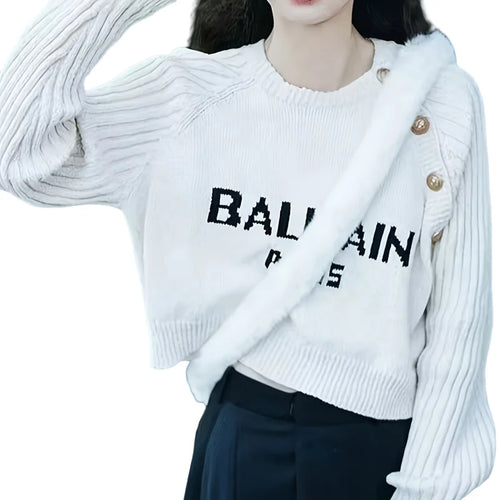 Autumn Winter Knitted Sweater Knitwear for Women Long Sleeve Round