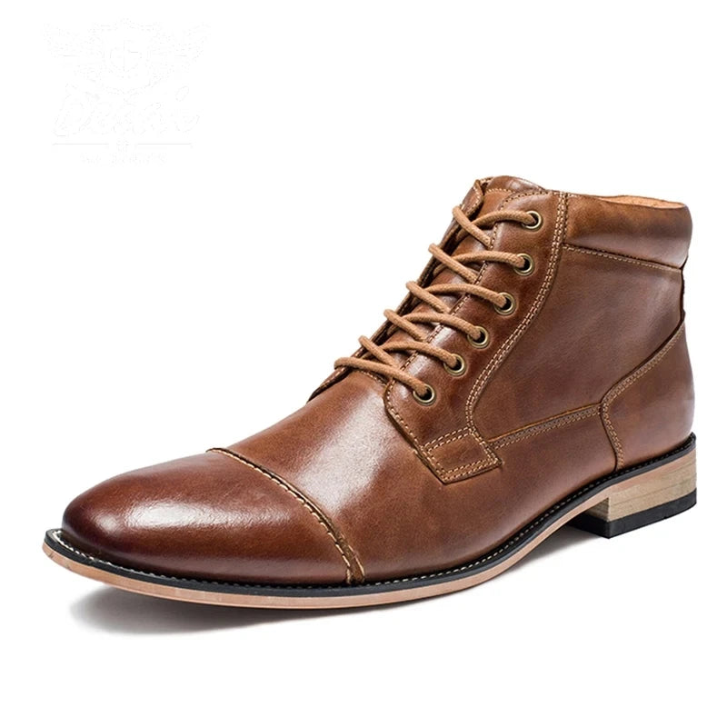 New men’s Shoes Winter New Men's Casual High-Top Shoes Genuine Leather