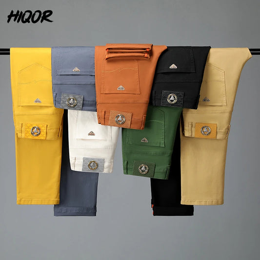 HIQOR 7 Colors Men Spring Autumn Casual Long Trousers Male Suit Pants