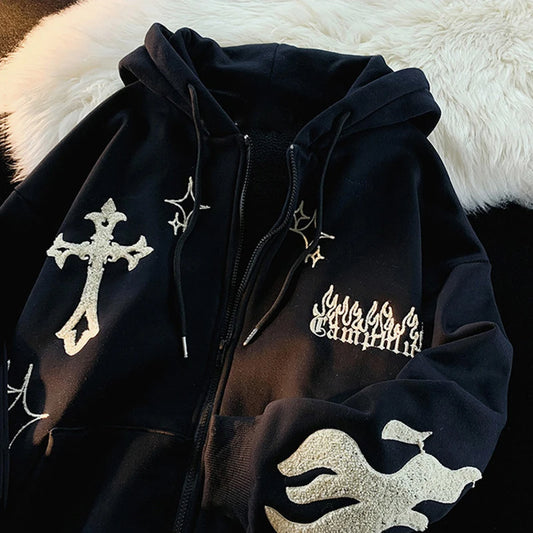 Winter Hoodie Embroidered Cross