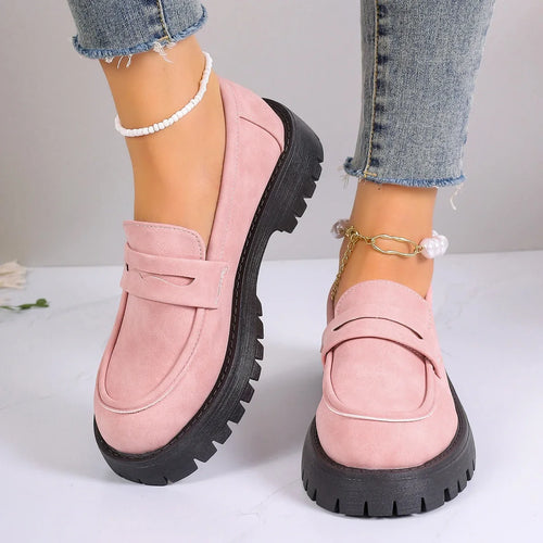 Plus Size Loafers Women British Style Platform Shoes