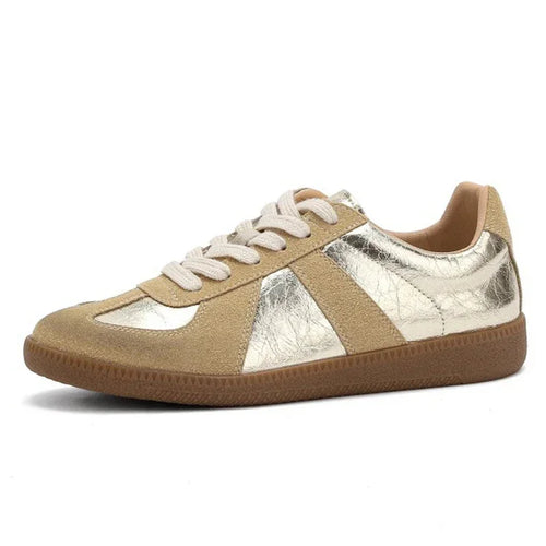 JOZHAMTA Size 35-40 Real Leather Women Casual Sneakers Silver Lace-Up