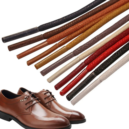 Cotton Waxed Solid Round Shoelaces Durable Polyester Shoelaces Oxford