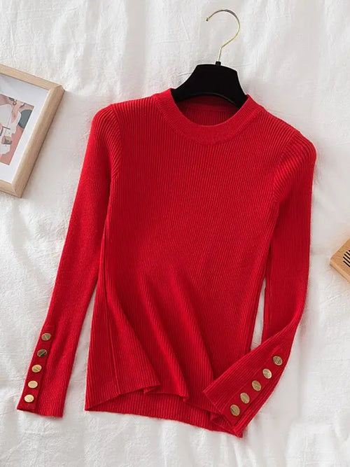 women thick sweater pullovers khaki casual autumn winter button