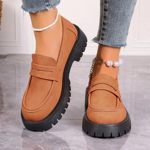 Plus Size Loafers Women British Style Platform Shoes