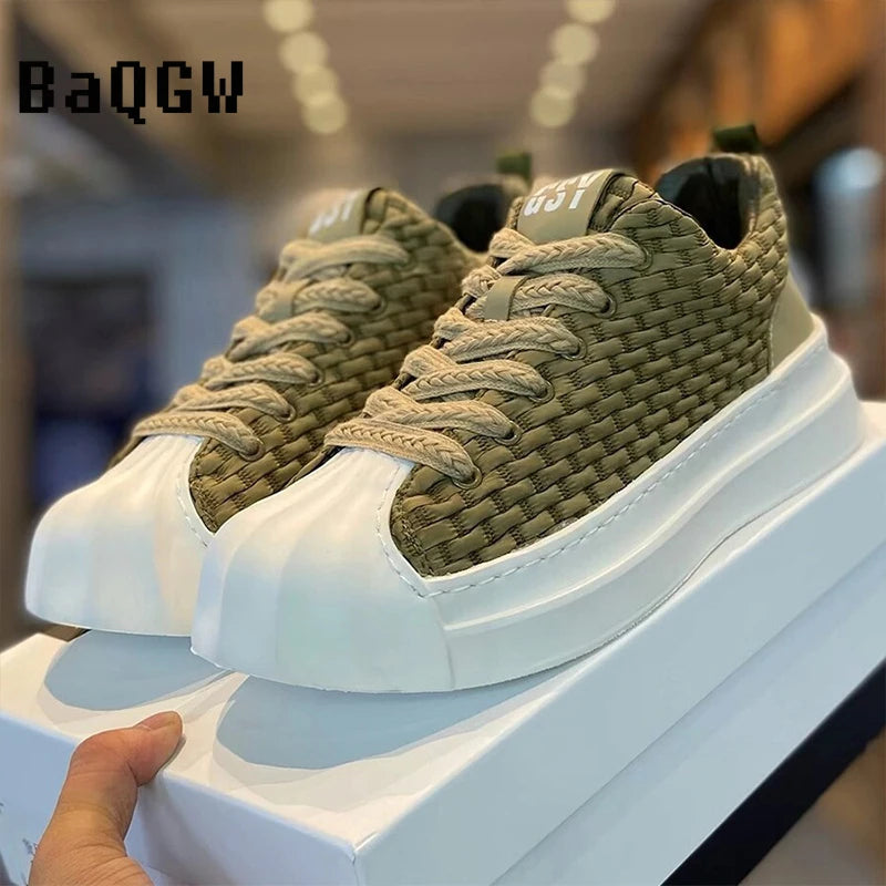 Designer Striped Patchwork Breathable Shoes Man Fashion Soft