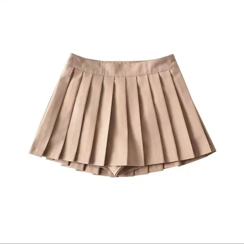 Zoki Sexy Women Pleated Skirts High Waist Summer Vintage Mini Skirts