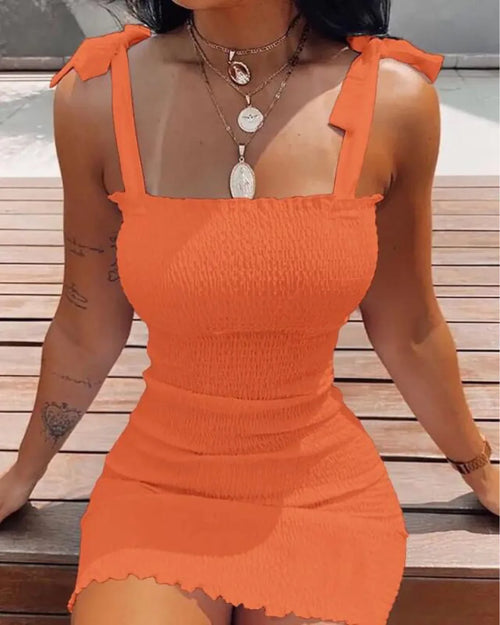 Trendy Solid Strap Short Dress