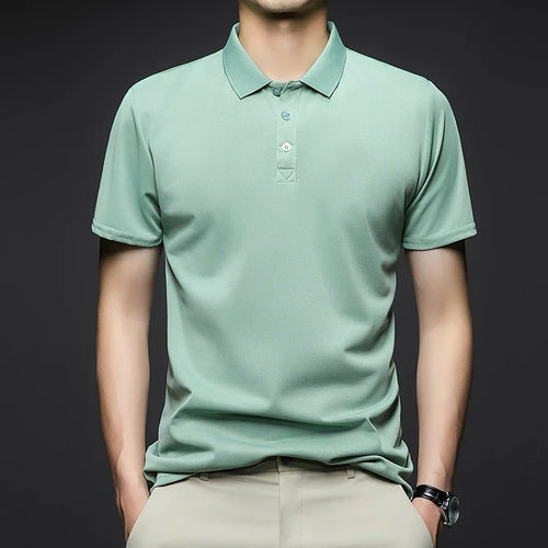 Men's Fashion Solid Short Sleeved Polo Shirt Summer Breathable