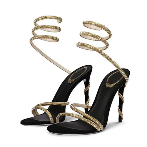 Eilyken Crystal Rhinestone Open Toe Woman Sandals Design Sexy Thin