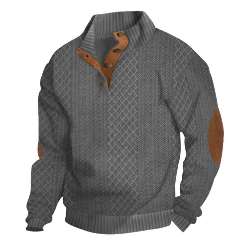 Men's Fashion Pullover Jacquard Design O-neck Long Sleeve Top Casual