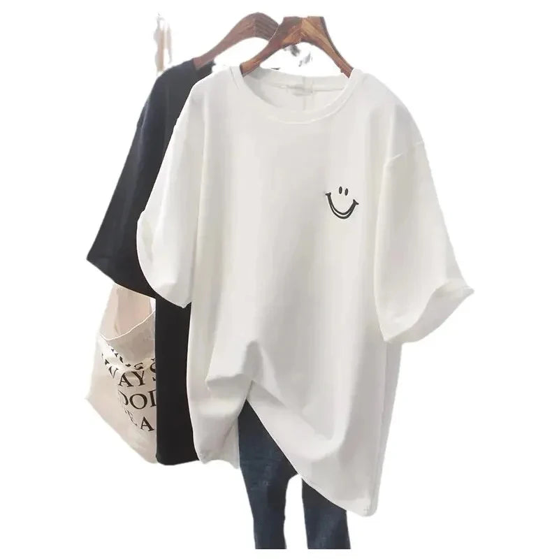 Summer New Round Neck Loose Casual T-shirt Women's Short-sleeved Fun