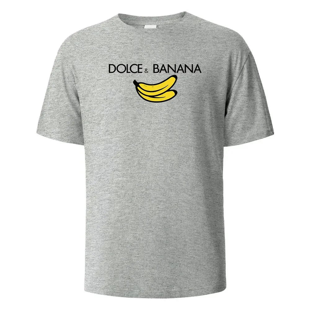 Banana Print T-Shirt 100% Cotton Summer Tees For Men Women Oversize