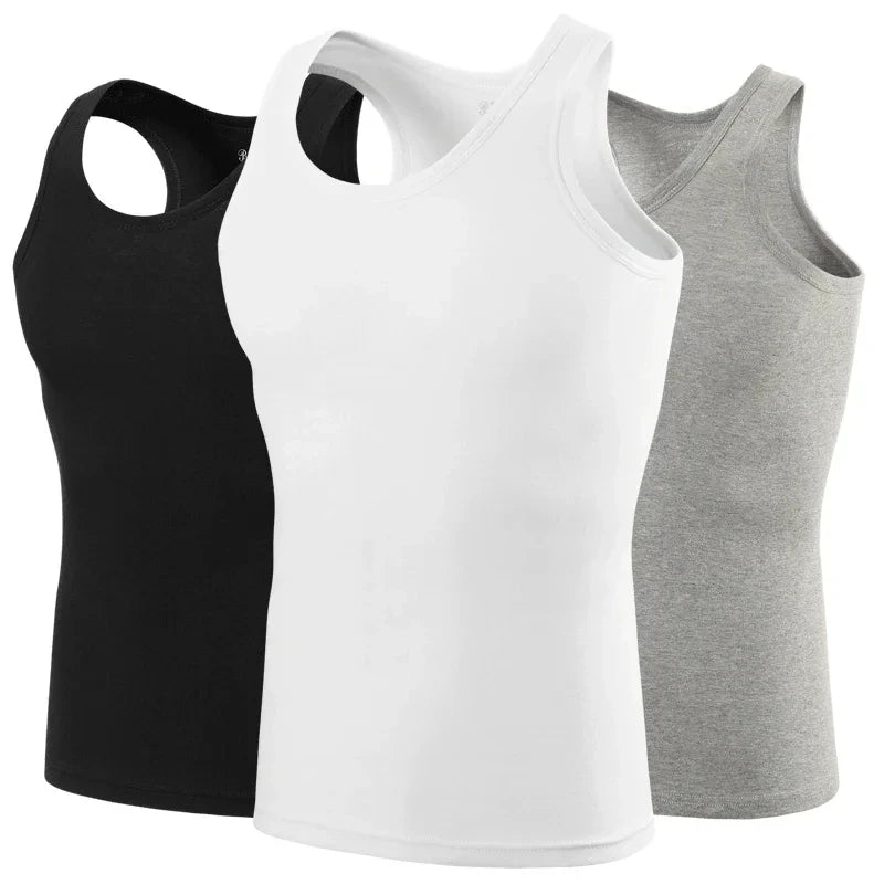 3-piece Cotton Thin MEN'S Tight Vest Young Boys Sports Casual Vest