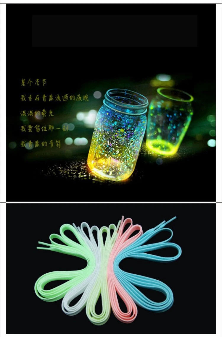 1 Pair Luminous Shoelaces Flat Sneakers Canvas Shoe Laces Glow In The