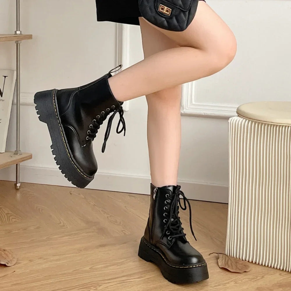 Women Minimalist Boots Casual Shoes Woman Leather Chelsea  Punk Female