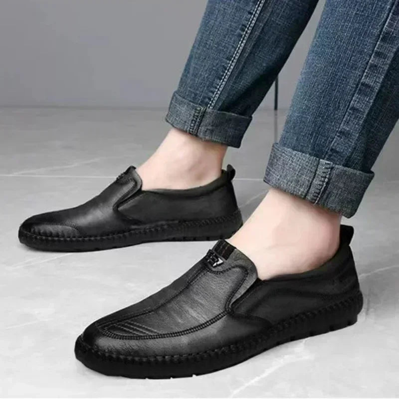 Men's Leather Shoes New Summer Outdoor Slip on Casual Shoes Breathable