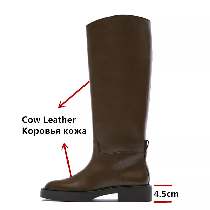 Genuine Leather Knee High Boots