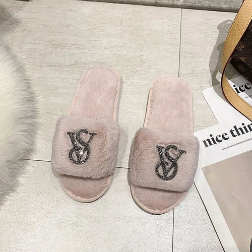 Hairy Cotton Slippers Women Autumn Winter New Warm Footwear Home