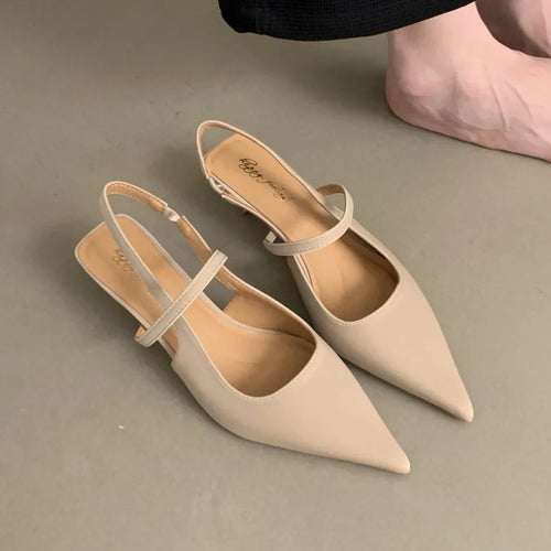 Bailamos Women Sandals Pointed Toe Elegant Low-heel Shoes Summer